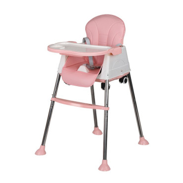 Scaun de Masa Pliabil 3in1, Cyrax, Reglabil, Multifunctional, 3 Pozitii, Masuta si Husa Detasabile, Roti, Centura de Siguranta, Ajustare Inaltime, Roz