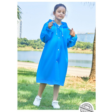 Pelerina de Ploaie,  pentru Copii 100-145 cm, din EVA, Impermeabila, Inchidere cu Capse, Albastru