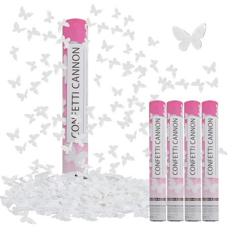 Tun de Confetti, Cyrax, Confetti Cannon 40 cm, Model Fluturi din Hartie, Alb