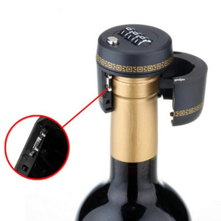 Lacat de Blocare pentru Sticle,  Lacat pentru Sticle cu Bauturi, din Plastic PP durabil, Cu Parola din 3 Cifre, 40 x 42 x 45 mm, Negru