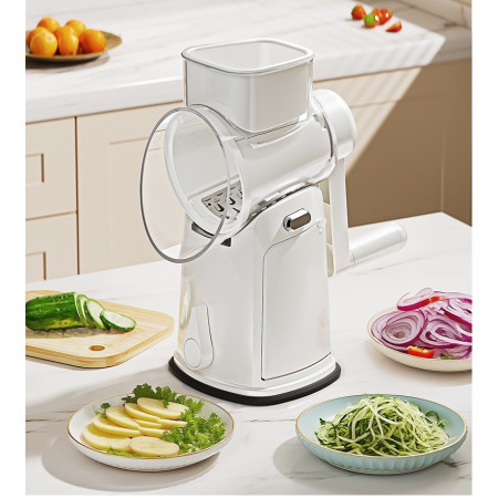 Razatoare Manuala, Cyrax, Rotativa cu Manivela, 10 Lame Interschimbabile, Anti-Stropire, 27 x 13 x 13 cm, Alb