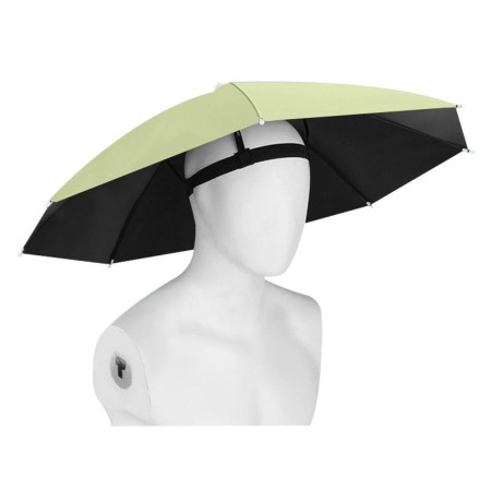Umbrela de Cap,  Diametru 69 cm, Banda Elastica de Cap, Protectie UV/Ploaie, Verde Matcha