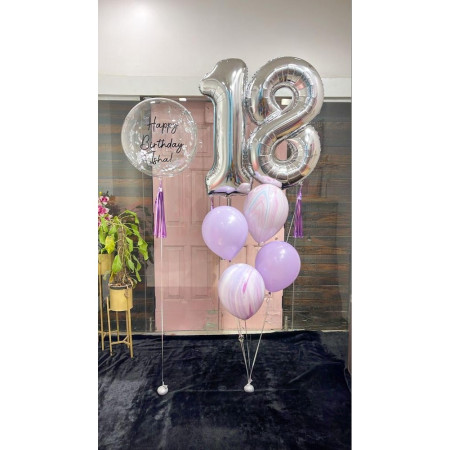 Balon din Folie Metalizata, Cyrax, Figurina Cifra, Tema Aniversare 80 cm, Ambalaj Individual, Pai inclus, Umflare cu Aer sau Heliu, Argintiu, Cifra 8