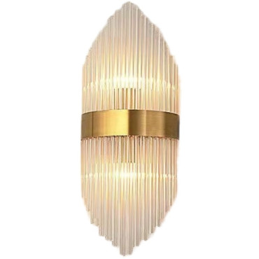 Aplica de Perete,  pentru Interior, din Otel Inoxidabil si Sticla, LED, Auriu, 45x18 cm