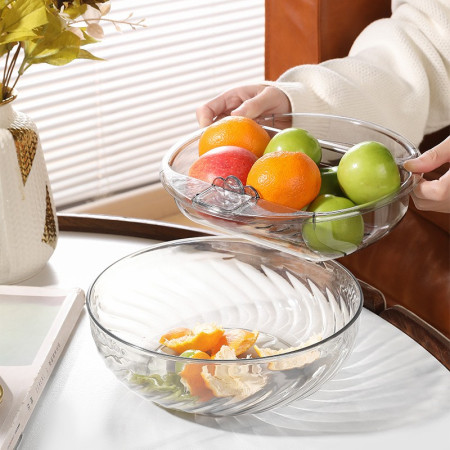 Bol cu un Singur Strat, Cyrax, pentru Fructe, Legume, Snacks, 22.4x9 cm, Transparent