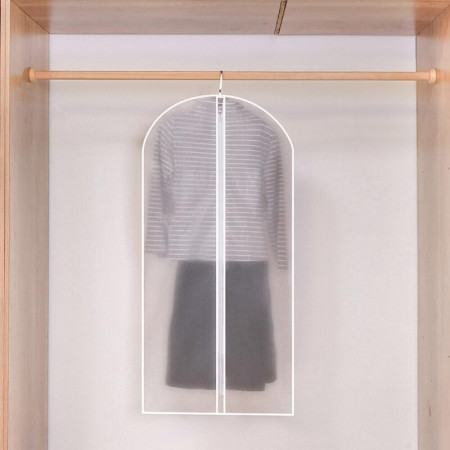 Set 5 Huse de Depozitare cu Fermoar,  pentru Haine, de Protectie, pentru Voiaj, Netesut, Rezistent la Praf, 60x120 cm, Transparent-Alb