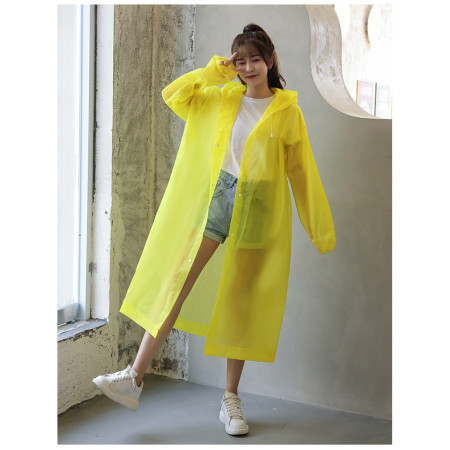 Pelerina de Ploaie,  pentru Adulti 150-180 cm, din EVA, Impermeabila, Rezistenta la Vant, Inchidere cu Capse, 140 g, Galben