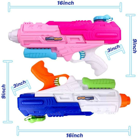 Set 2x Pistol cu Apa pentru Copii, Rezervor, Pentru Piscina/Plaja, Cyrax, 6ani+, Roz + Albastru, 1200 ML