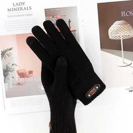 Manusi de Barbat,  Model Tricotat, Functie Touchscreen (ecran tactil), Material Acril, Manseta Elastica, Interior Catifelat, Marime Universala, Gri