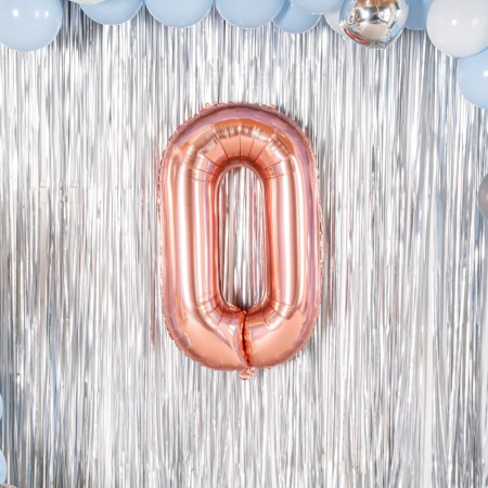 Balon Folie Metalizata Litera O, Cyrax, 100 cm, Umflati cu Heliu sau Aer, Ambalaj Individual, Pai inclus, Rose Gold