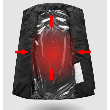 Vesta Inteligenta Incalzita,  Unisex, 2 Zone de Incalzire, Umplutura Bumbac, 3 Trepte de Temperatura, Incarcare USB, Negru, 45 - 50 kg, Marime M