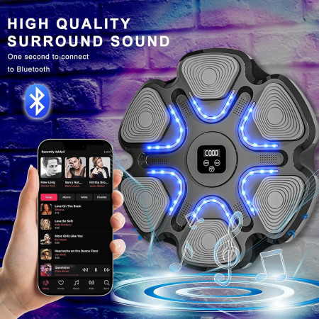 Aparat Box Cu Muzica, Montabil pe Perete, Cyrax, Negru, Difuzor, Bluetooth, Iluminare LED, 38 x 27 x 32 cm, Manusi Incluse
