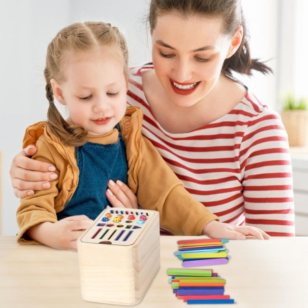 Jucarie de Sortare, Cyrax, din Lemn, +36 Luni, Tip Montessori, Multicolor