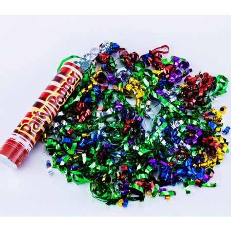 Tub de Confetii, Cyrax, Party Popper, 20x5 cm, Confetii Panglici din Plastic, Multicolor