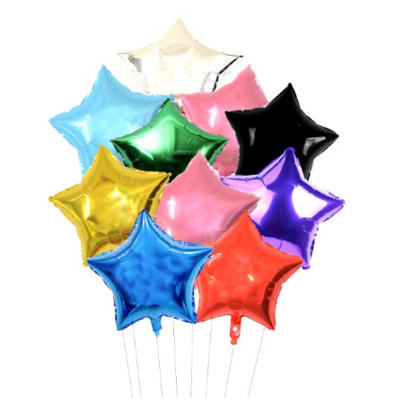 Balon din Folie Metalizata, Cyrax, Figurina Stea, Model Simplu, Tematica Aniversare, 40 cm, Ambalaj Individual, Pai Inclus, Umflare cu Aer sau Heliu, Bleu
