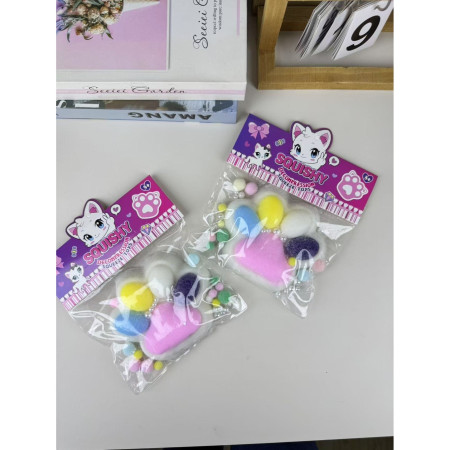 Jucarie Antistres Squishy, Cyrax, cu Revenire Lenta, Squeeze Toys, Model Cat Paw, 12.5x10.5 cm, 220g, +3 Ani, din TPR, Model 9, Multicolor