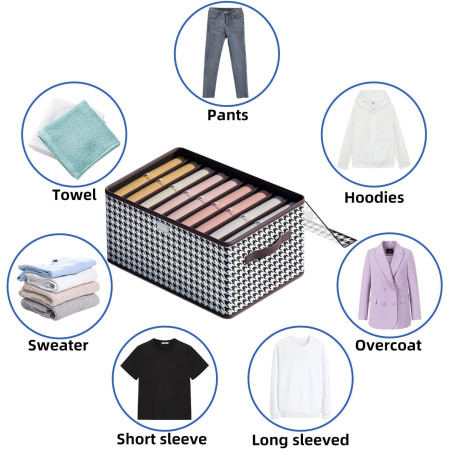 Cutie De Depozitare,  Pentru Haine, Lenjerie, Sosete Si Sutiene, Material Textil, 9 Compartimente, 44x30x20 cm, Culoare Alb-Negru