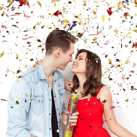Tub de Confetti, Cyrax, Party Popper, 30x5 cm, Confetii Asortate din Aluminiu, Multicolor