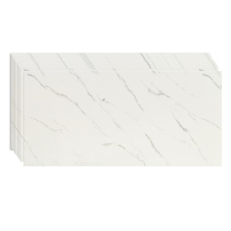 Set 10 Placi Tapet,  60 x 30 cm, Grosime 1.5 mm, din PVC, Model Imitatie de Marmura, Suprafata acoperita 1.8 mp, Alb
