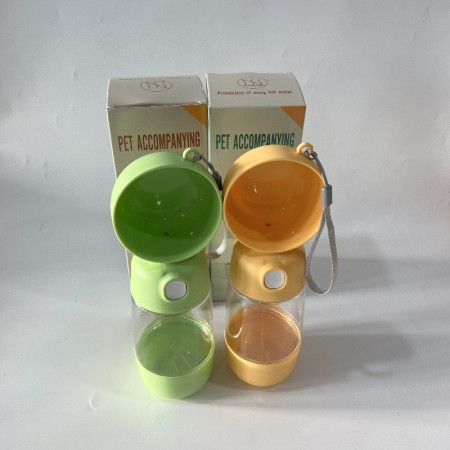 Sticla Animale,  Portabila, pentru Hrana si Apa, din ABS, 400 ml/182 ml, 25.5 x 8 x 9 cm, Verde