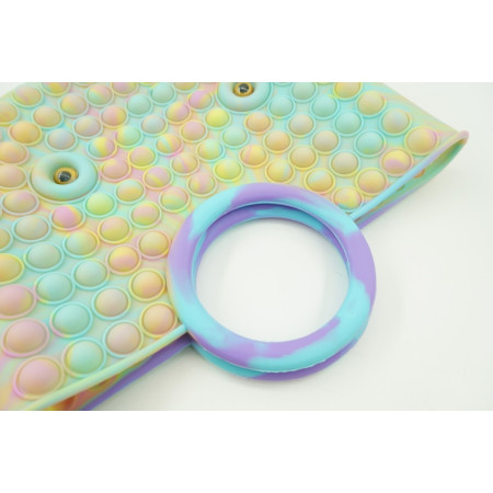 Jucarie Antistres din silicon Cyrax, Pop It Now And Flip It, Geanta mare, 28 cm, Multicolor, V4