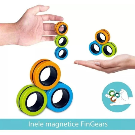 Jucarie antistres Cyrax, inele magnetice, 3 piese, Multicolor