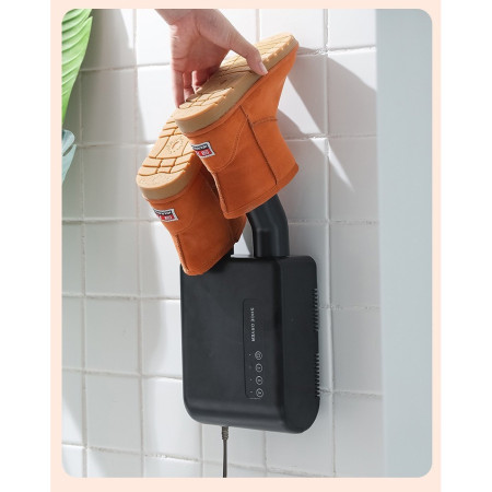 Uscator de Pantofi,  Functie de Uscare, Dezinfectie, Dezodorizare, Montaj pe Perete fara Perforare, din PVC, Silentios, Timer, Negru