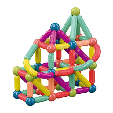 Set 42 piese magnetice de constructie, Cyrax, Forme geometrice, Multicolor