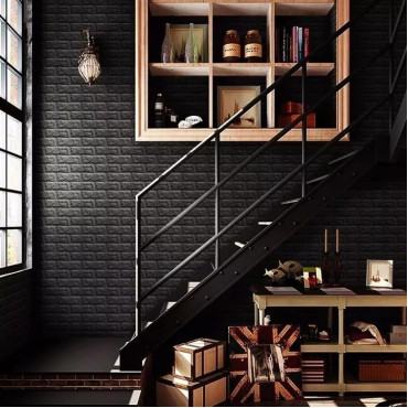 Set 10 Placi Tapet 3D   35 x 38 cm, 3 mm, 1.33 mp, Negru