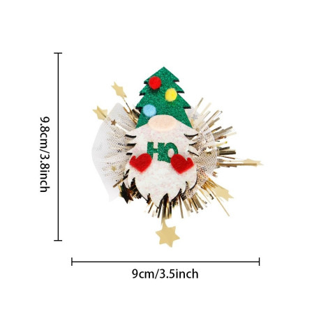 Agrafa de Par, Cyrax, Tema Craciun, Model Gnom, din Panza, 9.8 x 9 cm, Multicolor