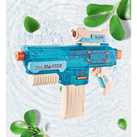 Pistol cu Apa Electric, Cyrax, +6 Ani, Rezervor 500 ml, Incarcare USB, din Plastic, 43 x 5.5 x 30 cm, Albastru