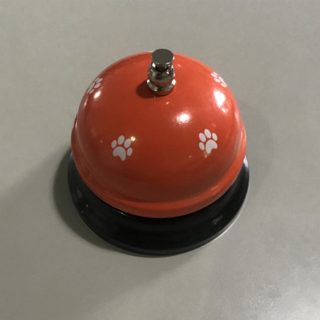 Clopotel Metalic Multifunctional, Cyrax, Rosu cu Imprimeu Labuta Alba, 7.5 x 7.5 x 6.5  cm, Dresaj, Receptie, Restaurante