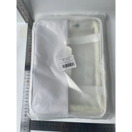 Geanta cosmetice Cyrax, pentru voiaj sau organizare, material PVC/textil, impermeabila, portabila, 30x12x21 cm, alb