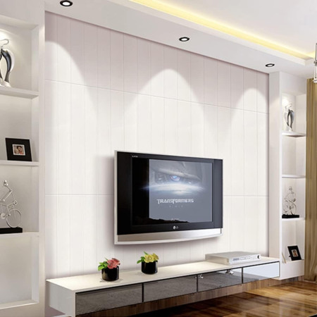 Set 10 Placi Tapet 3D,  70 x 70 cm, Grosime 3 mm, din Rasina, Tip Placi de Lemn, Suprafata Acoperita 4.9 mp, Alb