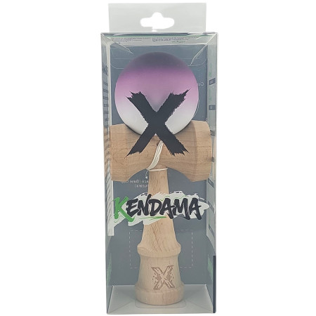 Kendama X Originala, Profesionala, Cyrax, din Lemn, Rubber Grip, 18 cm, Negru/Maro/Alb