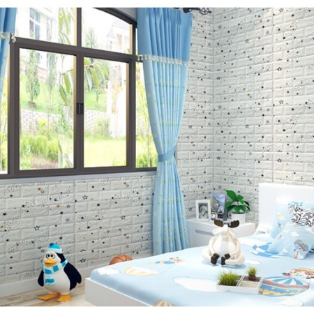 Set 10 Placi de Tapet,  Autoadezive, 70 x 77 cm, Suprafata Acoperita 5.3 mp, din PVC, Model Stelute Curcubeu, Alb