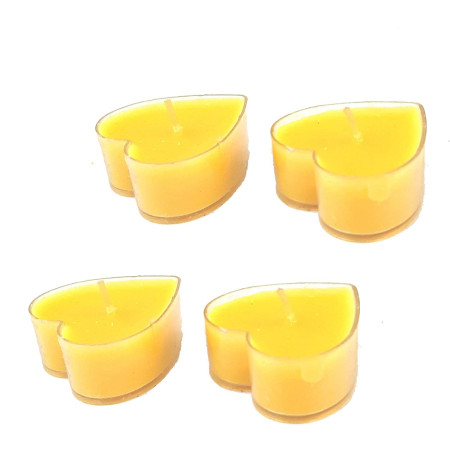 Set 9 Lumanari in Forma de Inima,  pentru Ziua Indragostitilor, Aroma de Citrice, Ardere 3.5 h, din Parafina, 4 x 2 cm, Galben