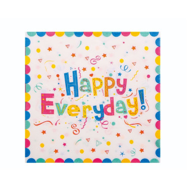 Set 20 de Servetele de Masa, Cyrax, Model Happy Everyday, 17 x 17 cm, Multicolor