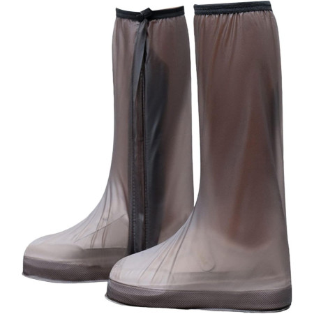 Protectie Incaltaminte pentru Ploaie si Noroi,  Impermeabila, Talpa Antiderapanta, cu Fermoar si Capsa, Inaltime 40 cm, Marime XXXL 44-45, Maro