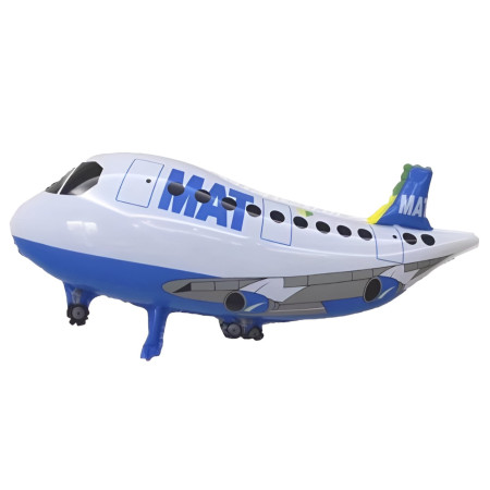 Balon din Folie Metalizata, Cyrax, Figurina Avion, Tema Aeronava, 44x82.5 cm, Ambalaj Individual, Pai Inclus, Umflare cu Aer sau Heliu, Alb