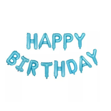 Set baloane folie Cyrax, Happy Birthday, 40 cm, baby blue