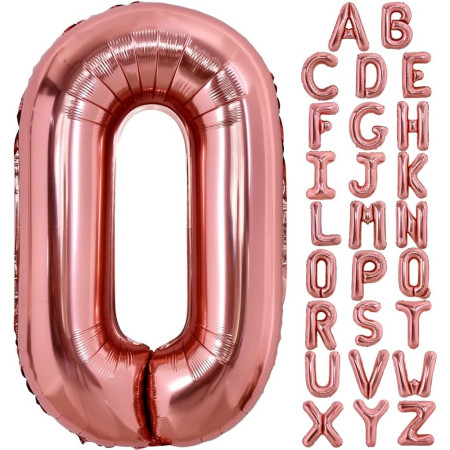 Balon Folie Metalizata Litera O, Cyrax, 100 cm, Umflati cu Heliu sau Aer, Ambalaj Individual, Pai inclus, Rose Gold