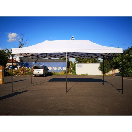 Cort Pavilion 3x6m Alb Pliabil Cadru Metal pentru Curte, Gradina, Evenimente