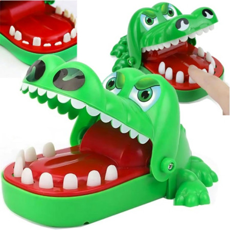 Jucarie interactiva Crocodil Dentist, Cyrax, Joc de Grup/Familie, 11 Dinti, Small 15 x 10 x 7.5 cm, Verde