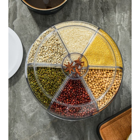 Dozator de cereale Cyrax, rotativ 360, 6 compartimente, capacitate 6 L, rezistent la umezeala, inchidere etansa, verde