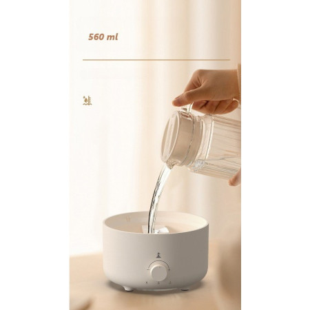 Umidificator de tip vulcan,  cu aromaterapie, cu telecomanda, 560 ml, model V21A, alb