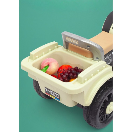 Motocicleta Electrica Cyrax, cu Acumulator, cu Sistem Anti-Rasturnare, Sistem de Lumini si Muzica, Cutie de Depozitare, 1-8 Ani, 93 x 43 x 58 cm, Alb - Bej