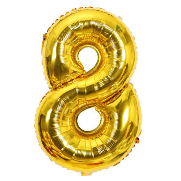 Balon din Folie Cyrax, Cifra 8, 81 cm, Pentru Aer sau Heliu, Bulk, Auriu