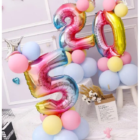 Balon din Folie Metalizata Cyrax, Figurina Cifra, Tema Aniversare 40 cm, Ambalaj Individual, Pai inclus, Umflare cu Aer sau Heliu, Multicolor, Cifra 5