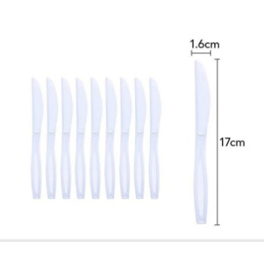 Cyrax Set 10 cutite de unica folosinta 17 x 1.6 cm, alb
